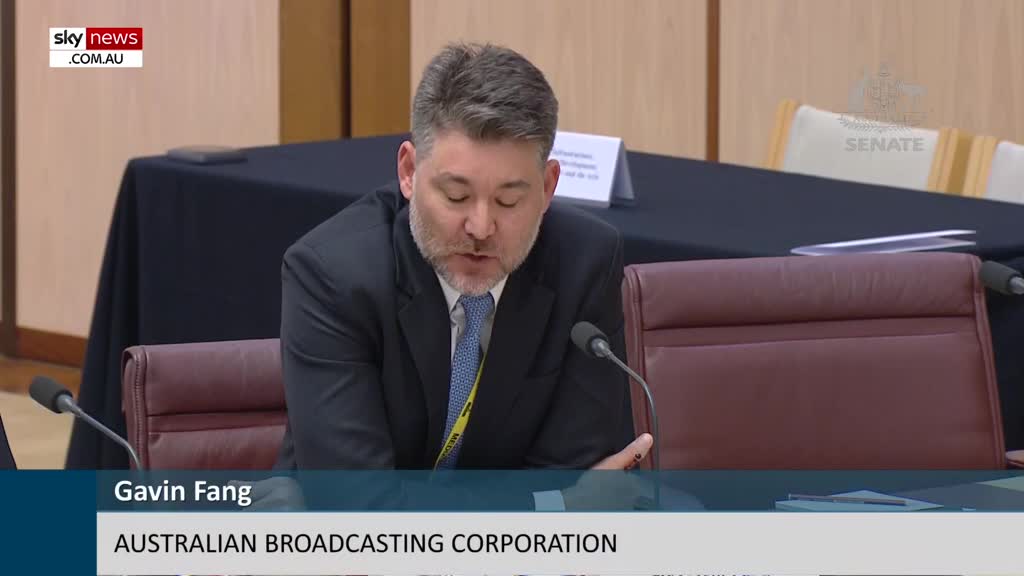 Gavin Fang from the Australian Broadcasting Corporation is speaking into a microphone. Sky News Extra 3 is broadcasting the scene from a hearing in Australia.