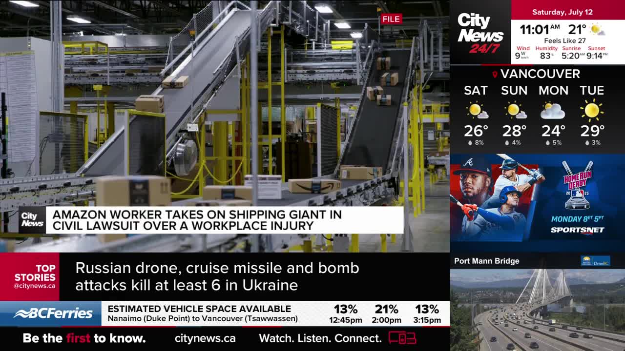 Cardboard boxes are steadily moving along a series of conveyor belts, heading up and down in an Amazon warehouse. CityNews Vancouver is reporting on a civil ...